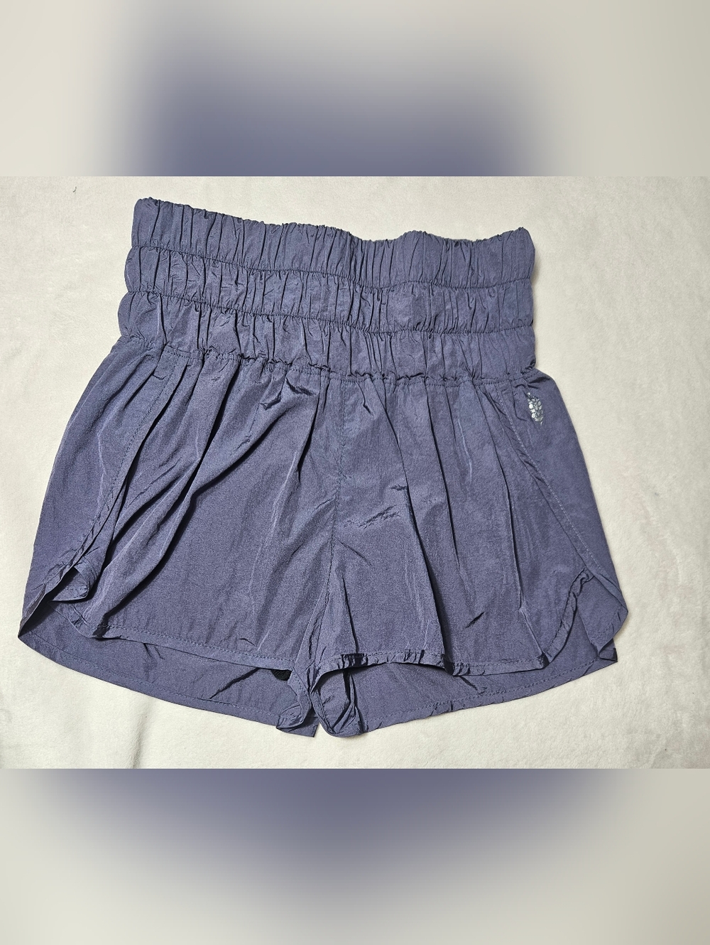Free People High-Rise Athletic Compressed Shorts in Slate Blue